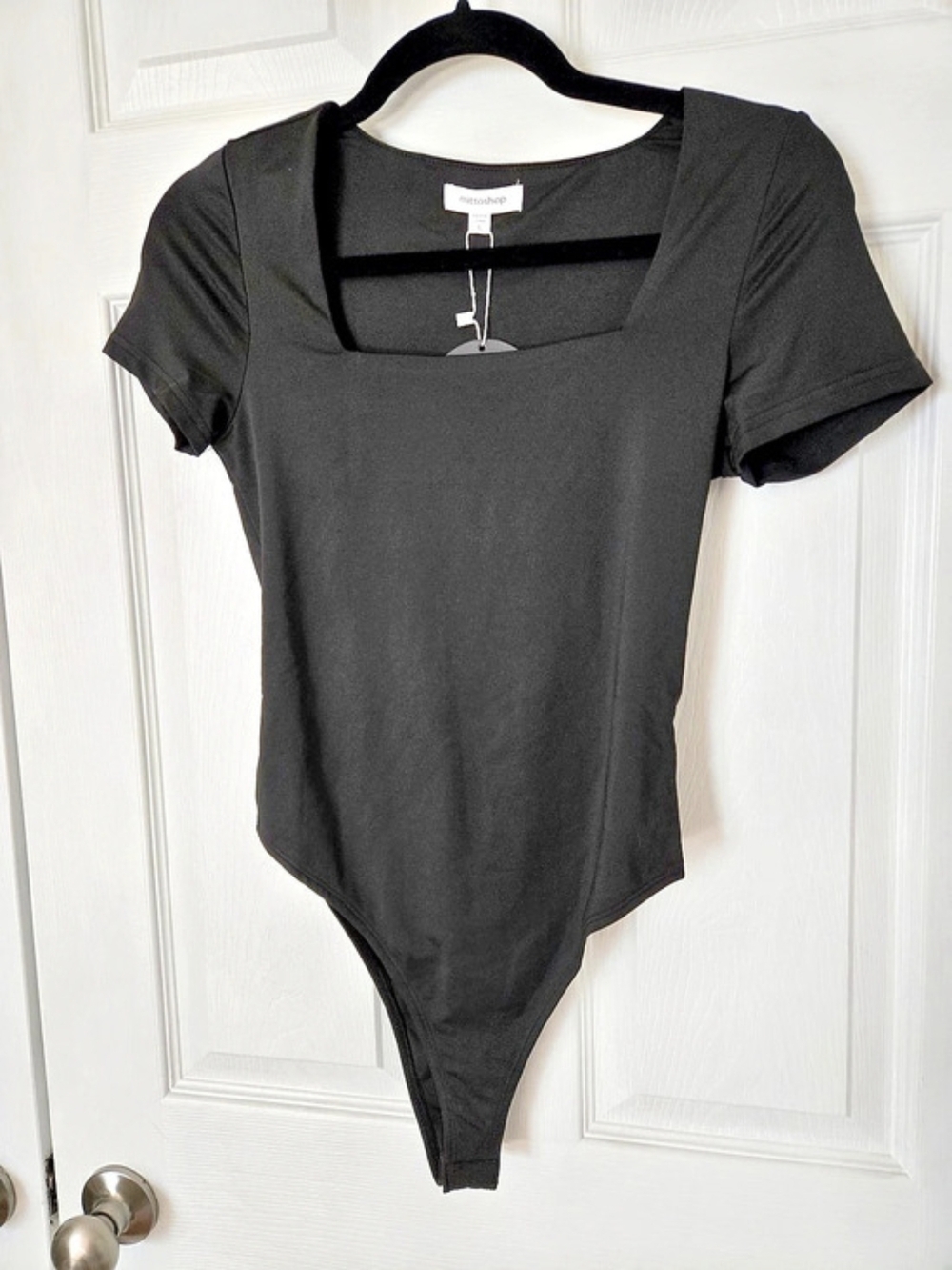 Square Neck Bodysuit in Black Size Small NWT